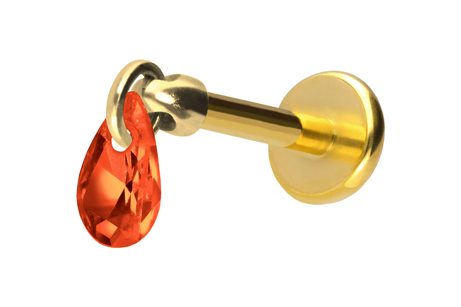 Titan Labret Piercing mit Push Fit KRISTALLTROPFEN